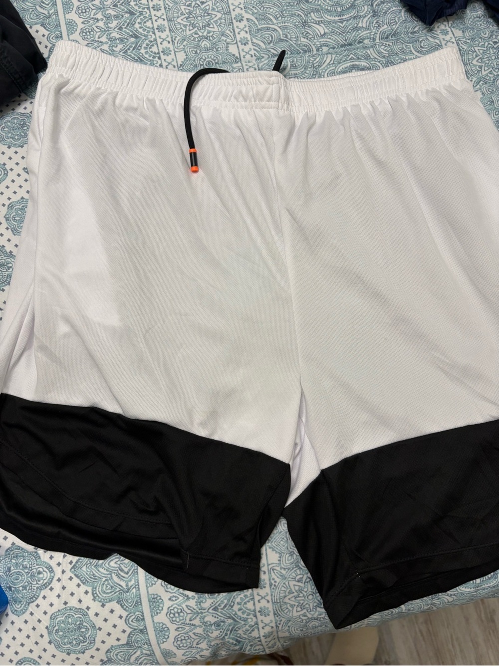 Men's Two-Tone White and Black Athletic Shorts